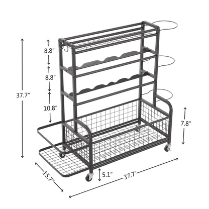 Garage Sports Equipment Organizer, Ball Storage Garage Large Capacity, Sports Organizer for Garage with Hooks and Baskets, for Soccer Ball,Toys