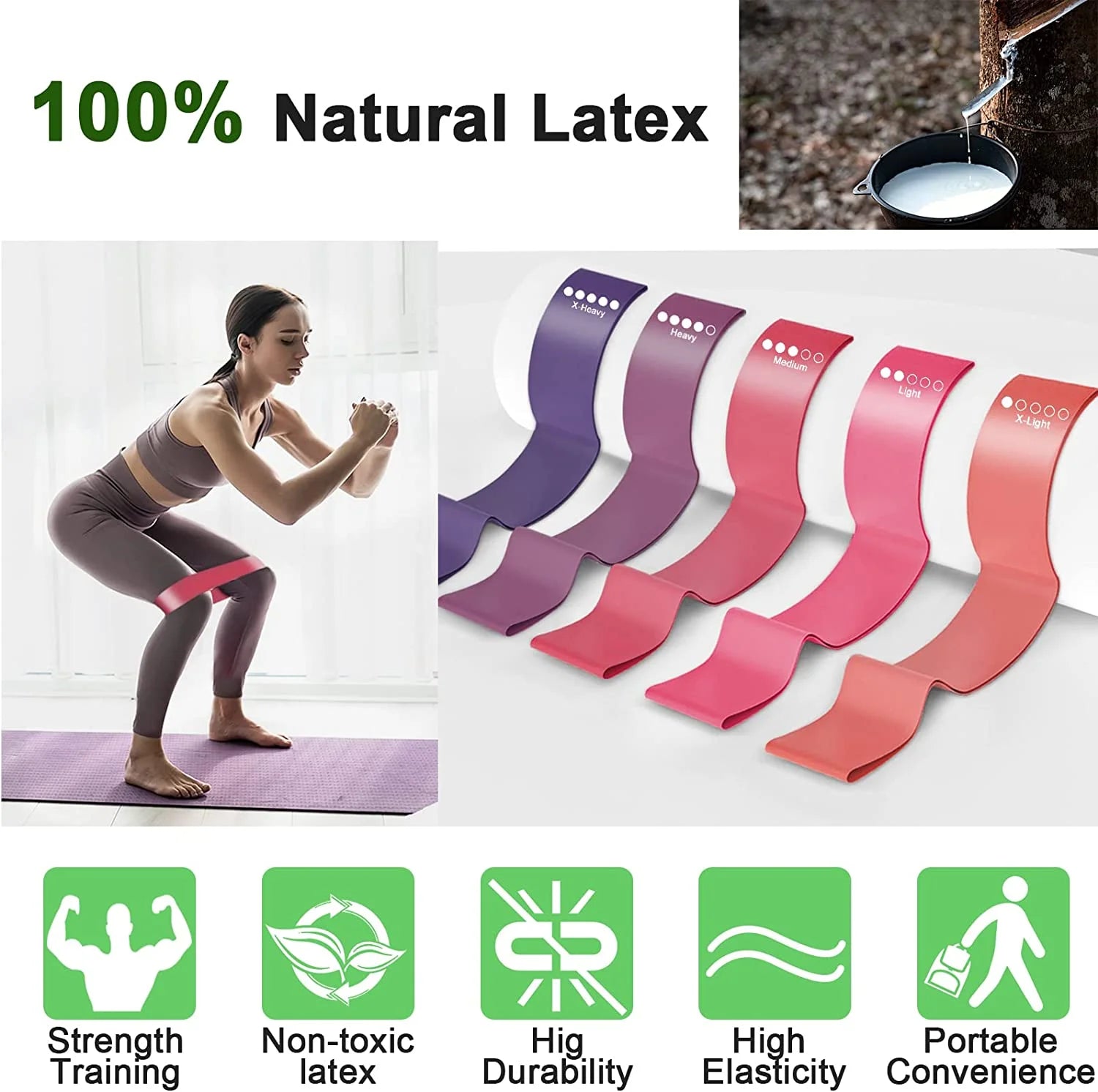 Resistance Band for Women and Men Workout Bands Elastic Bands for Exercise with 5 Different Resistance Levels for Gym,Training, Yoga,Pilates,Home