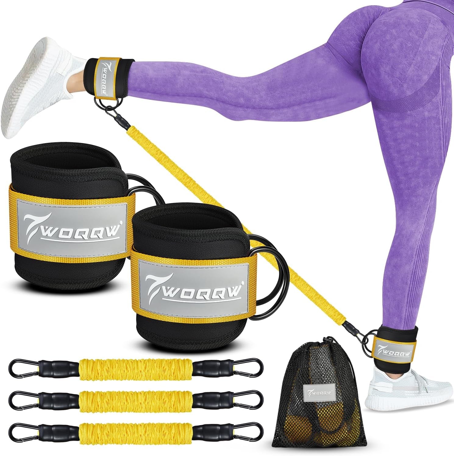 Ankle Resistance Bands with Cuffs, Ankle Bands for Working Out, Glutes Workout E